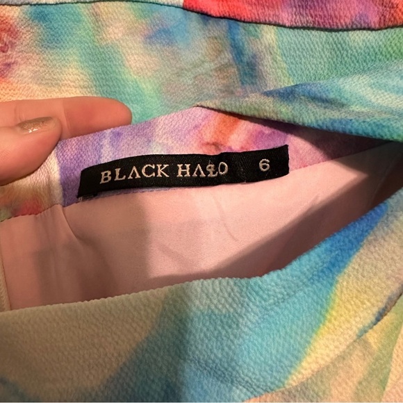 Black Halo Jasper 2-Piece Watercolor Printed Top Skirt Set size 6 Rainbow - Picture 6 of 8